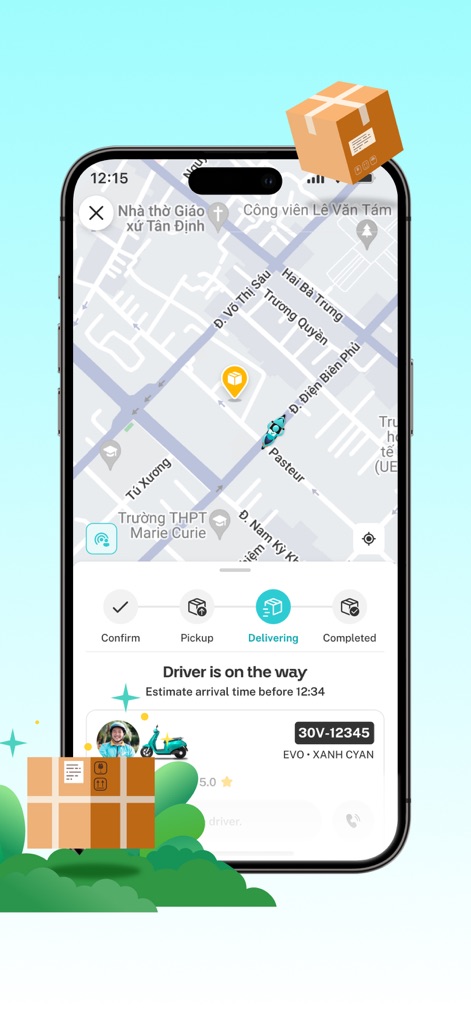 Xanh SM: Book EV rides - Real-time Delivery Tracking