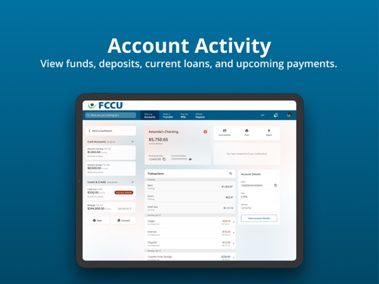 FCCU Mobile Banking iPad screenshot 3 - Finance app