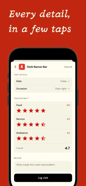 Tabled - Restaurant Diary iPhone screenshot 2