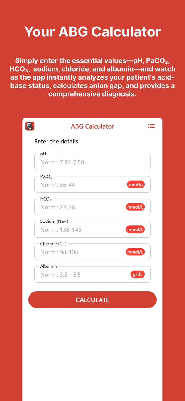 Screenshot #1 pour ABG Calculator