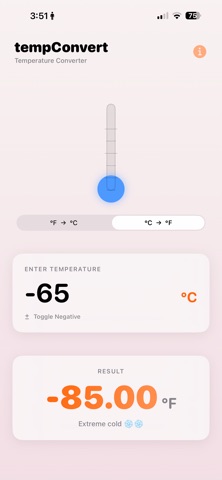 tempConvert iPhone screenshot