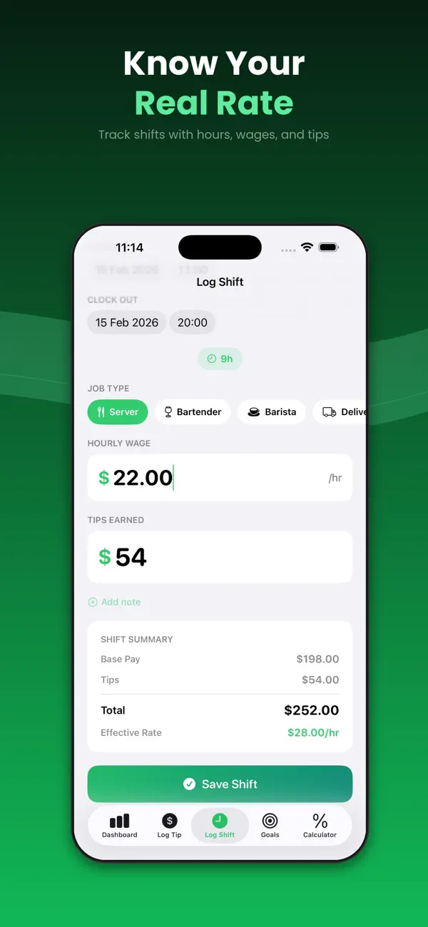 #3. TipJar - Tip & Shift Tracker (iOS) Ved: Nerijus Tamosauskas