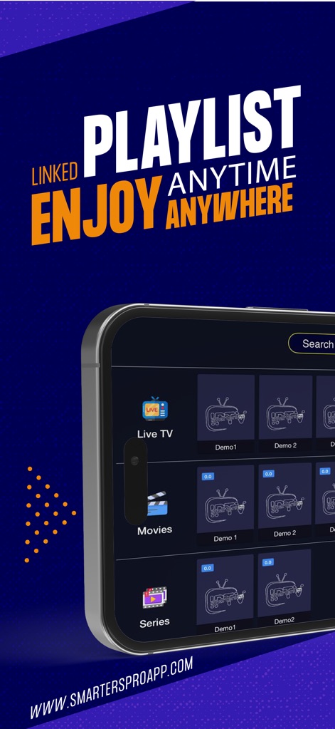 Smarters IPTV Pro - A estrutura de conteúdo é bem organizada, mostrando claramente as categorias de "Live TV" e "Movies" com prévias de programas, permitindo fácil exploração.