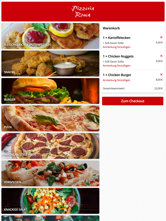 Pizzeria Roma Schlangenbad iPad screenshot