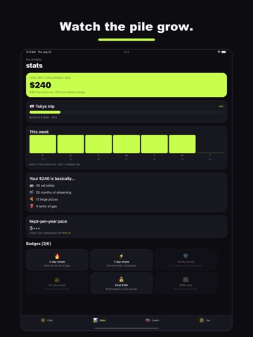 Broke Club: No-Spend Streaks iPad screenshot