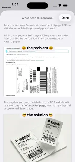 Half-Page Label Printer iPhone Screenshot 6