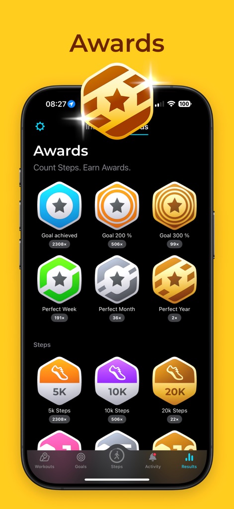 StepsApp Pedometer - Conquistas e Recompensas