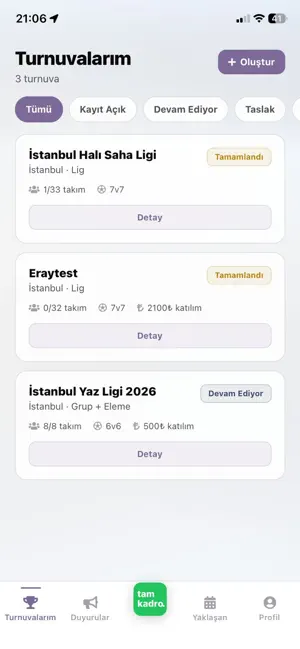 tamkadro: Halı Saha & Maç screenshot 2