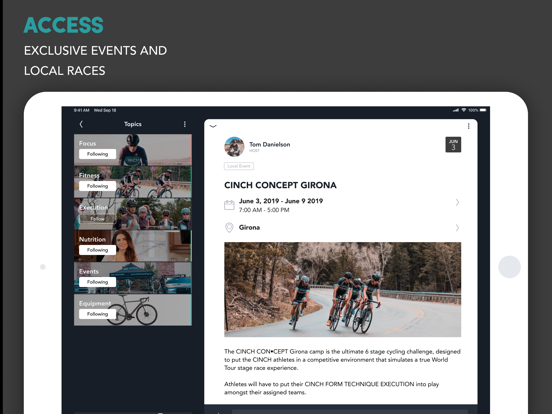 CINCH Cycling iPad screenshot 3 - Sports app