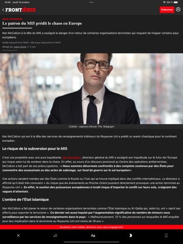 Frontières Média iPad screenshot