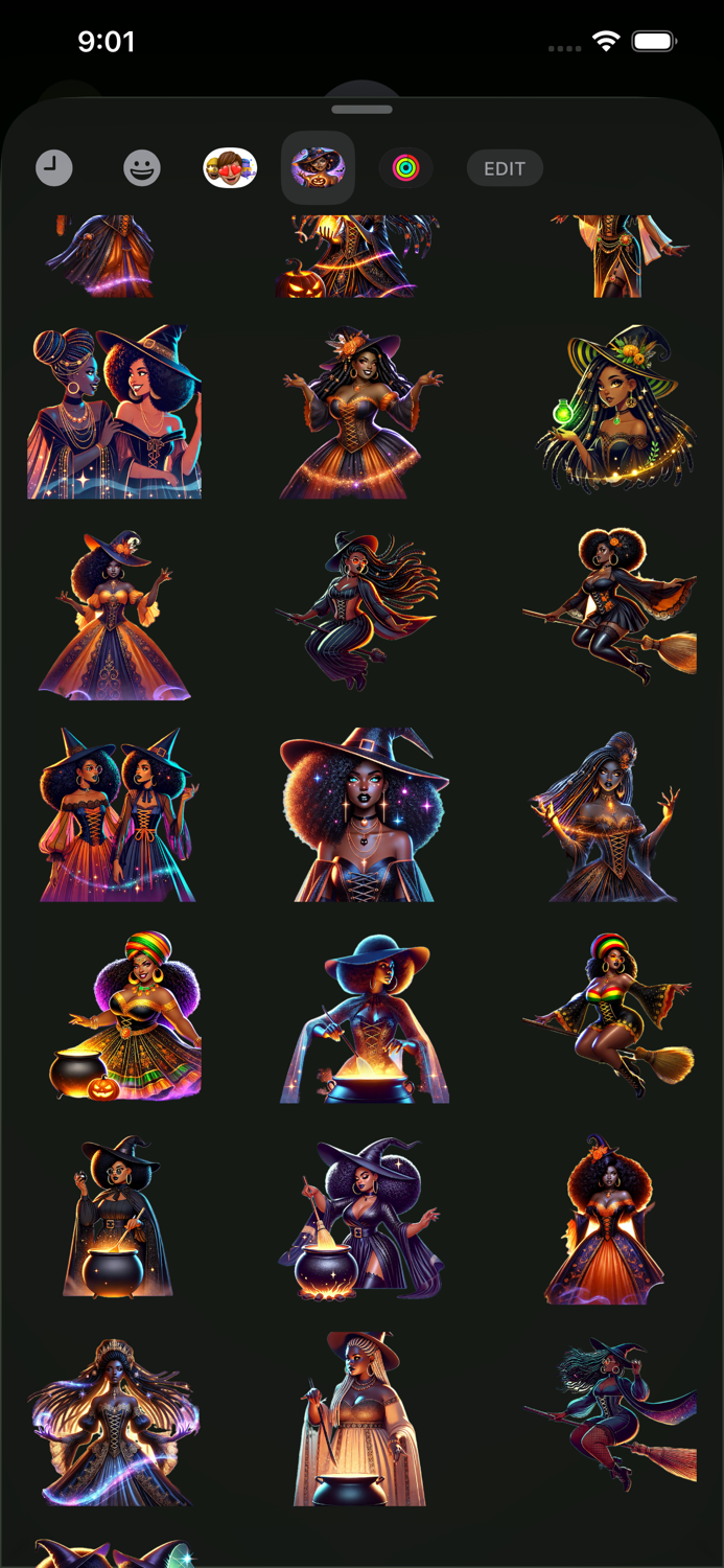 Black Halloween Witch Stickers