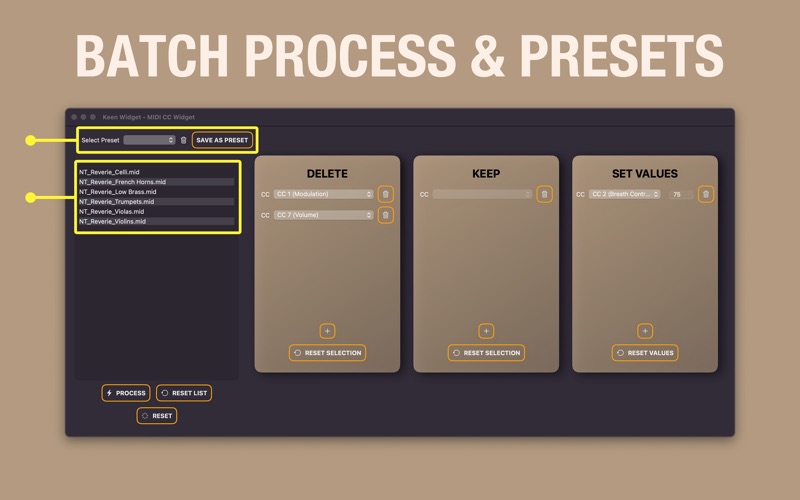 MIDI CC Widget app screenshot