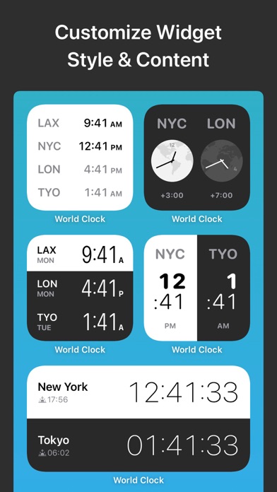 World Clock Time Zone Widgets Screenshot