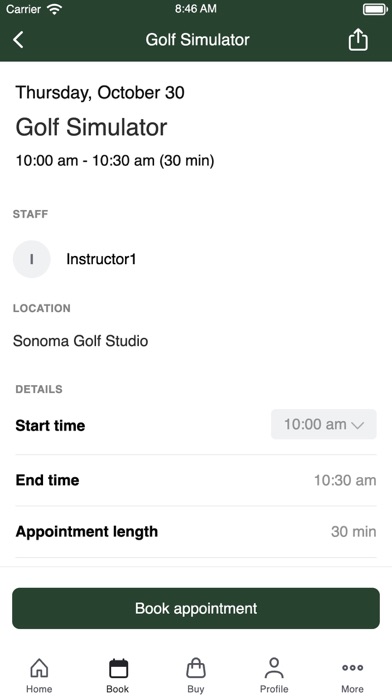 Sonoma Golf Studio screenshot