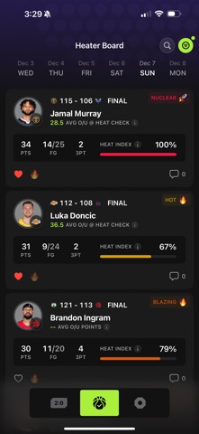 Heat Check: Live Stat Tracker iPhone screenshot