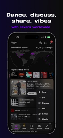 Mondaysover - Rave tracker screenshot