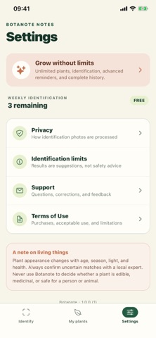 Botanote: Plant ID & Care iPhone screenshot