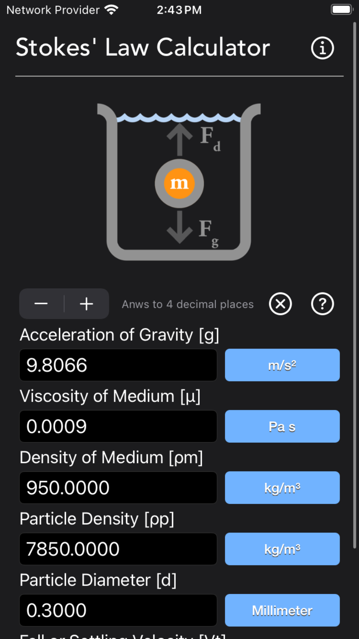 Stokes Law Calculator