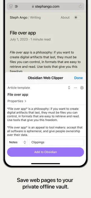 Obsidian Web Clipper screenshot 1