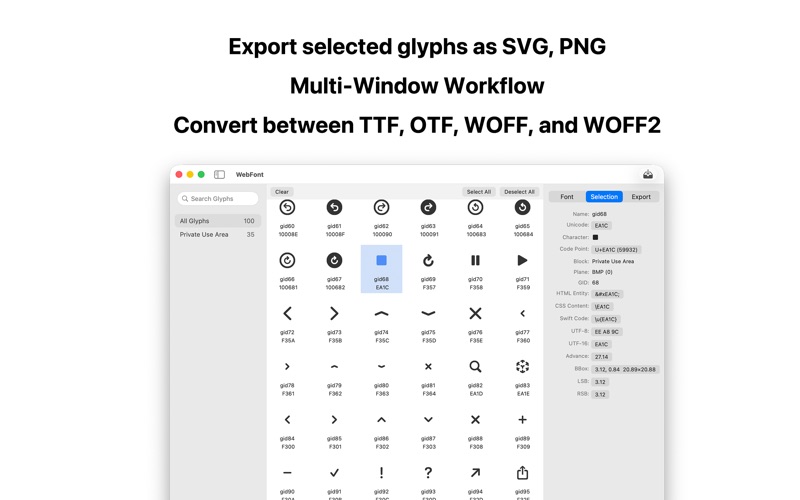 Screenshot #1 pour WebFont: Font Builder