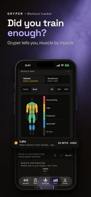Gryper: Workout & Muscle Log screenshot 1