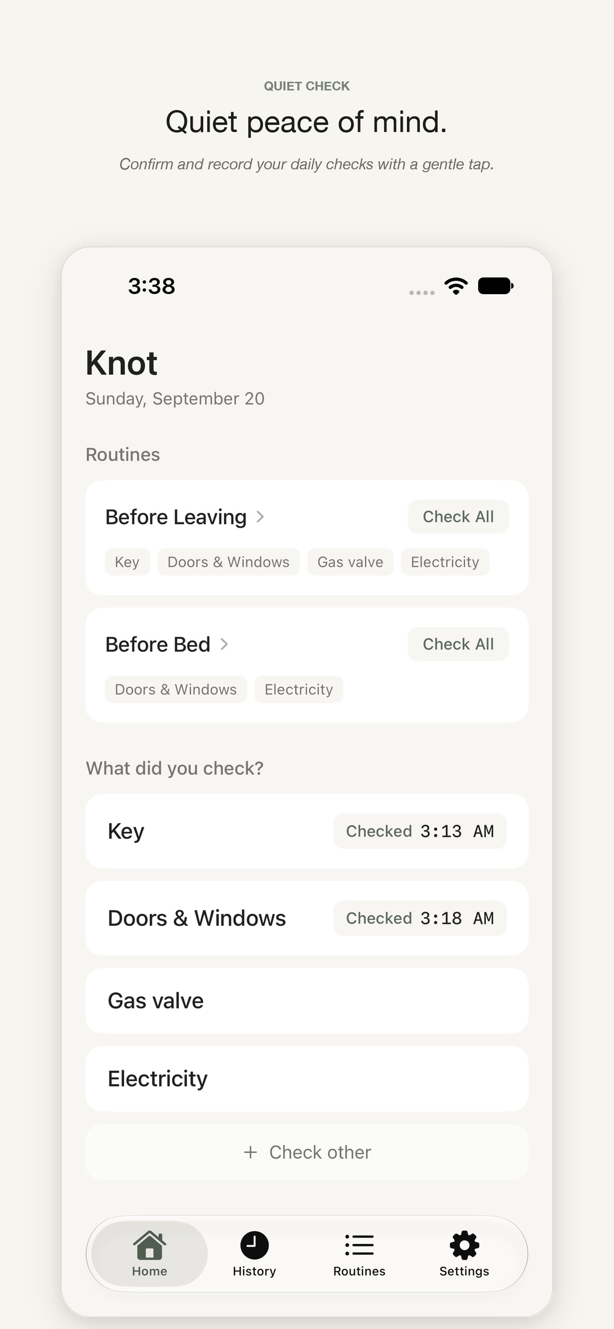 Screenshot 1 of Knot - Peace of Mind Check