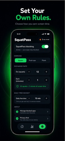 SquatPass: Exercise To Scroll iPhone screenshot