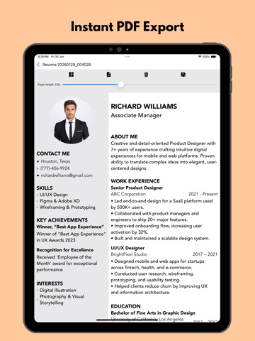 Resume Template - Make Resume iPad screenshot