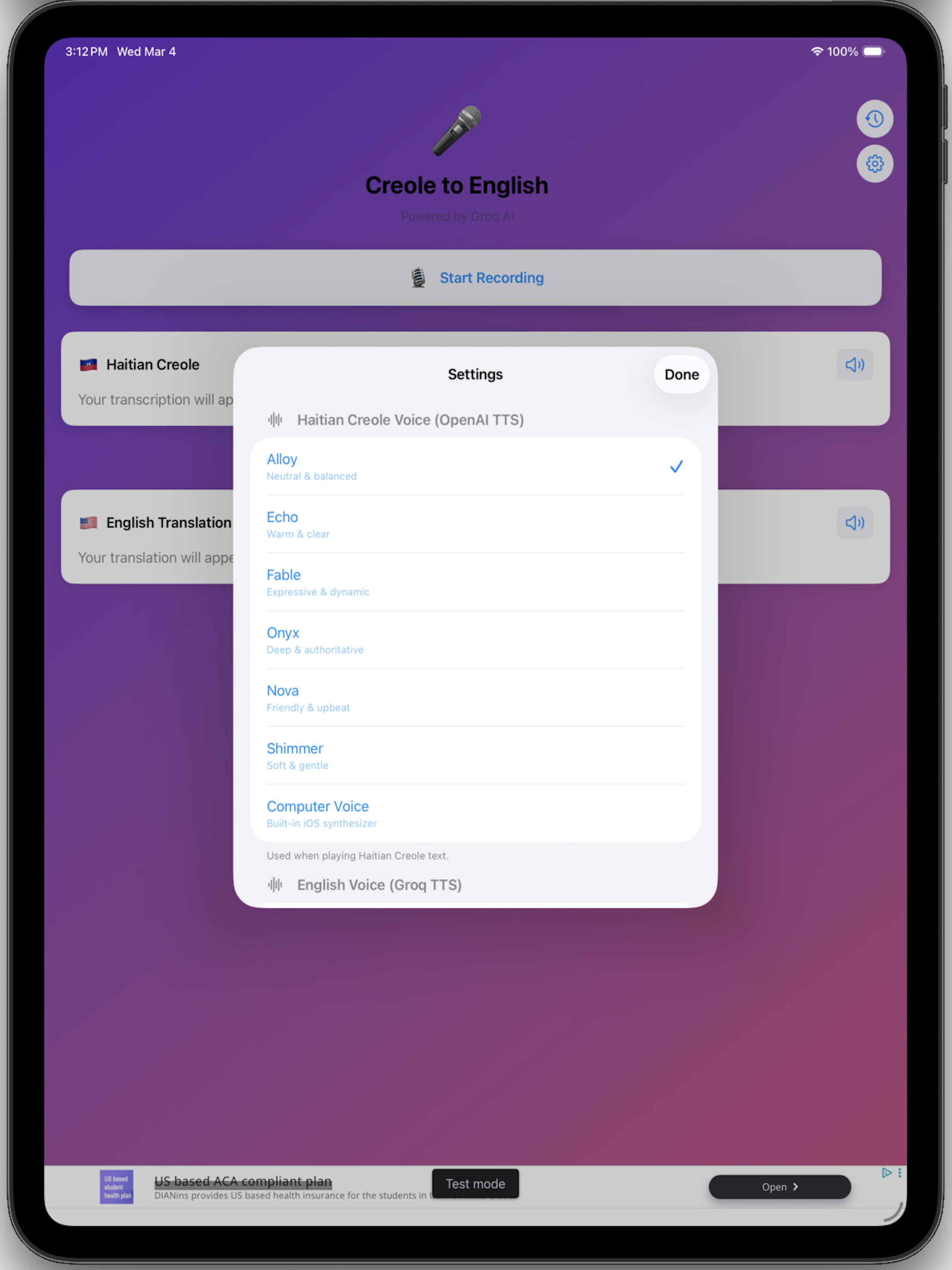 CreoleTranslator