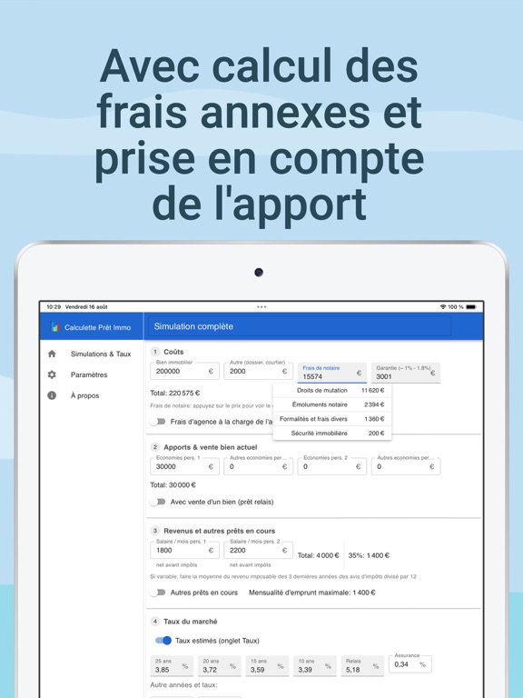 Calculette Prêt Immo iPad screenshot