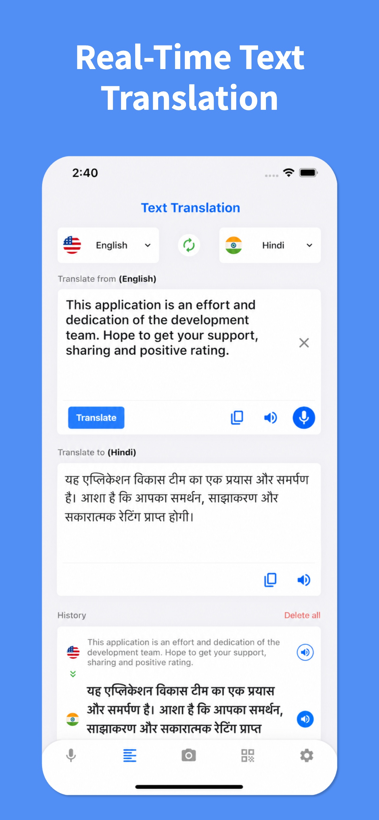 Translator : Hindi, Telugu ..