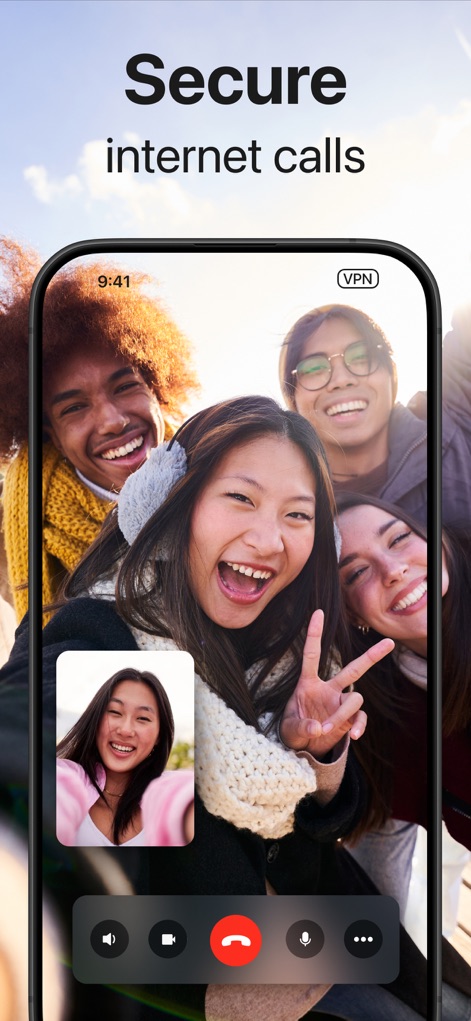 Toggle VPN for Secure Internet - Witness how the app secures real-time communication, ensuring privacy during 'internet calls' while the 'VPN' indicator confirms active protection.