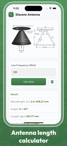 Dipole calculator iPhone screenshot
