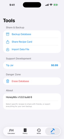 Honey Mix Recipe Calculator screenshot