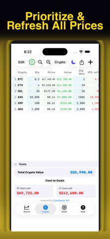 Investment Goals iPhone screenshot