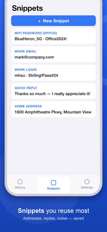 Copy History: Clipboard screenshot