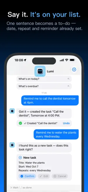 Lumi: Chat To-Do & Reminders screenshot 2