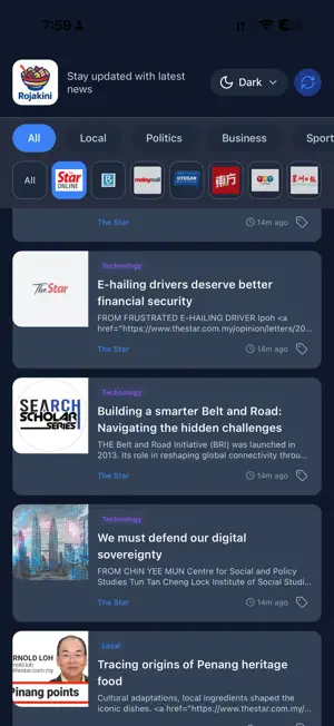 Rojakini - Malaysian Headlines screenshot 1