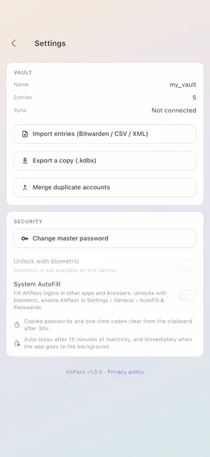 AltPass screenshot 1