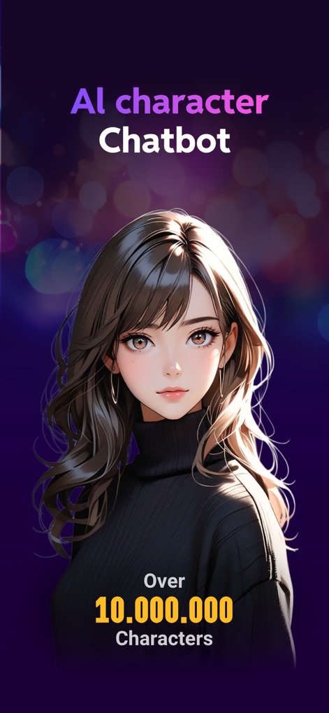 Linky AI: AI Chat&Char Maker - Discover an expansive world featuring a high-quality AI character illustration and an impressive count of over 10,000,000 characters available for interaction.