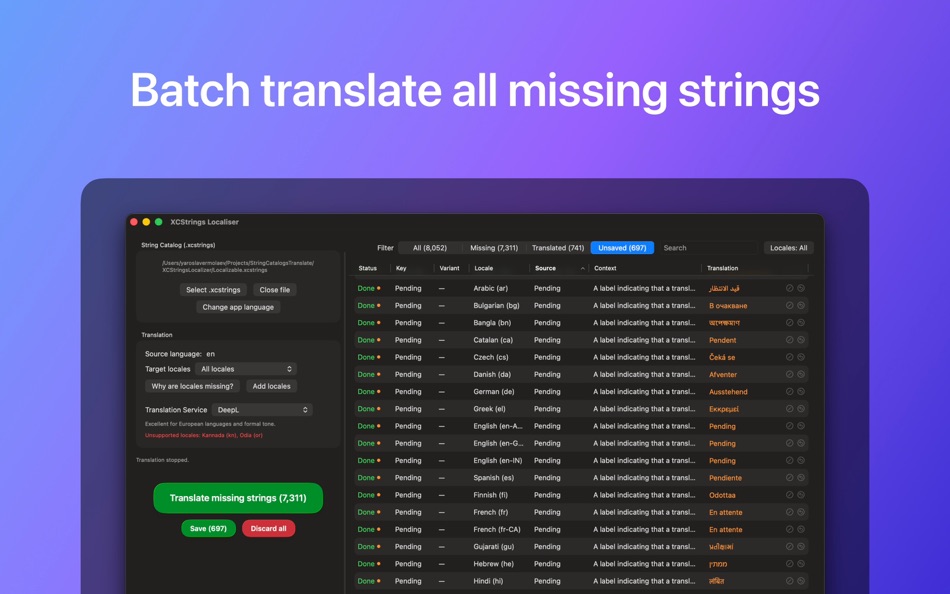 #3. XCStrings Localizer (macOS) Bởi: Yaroslav Ermolaev