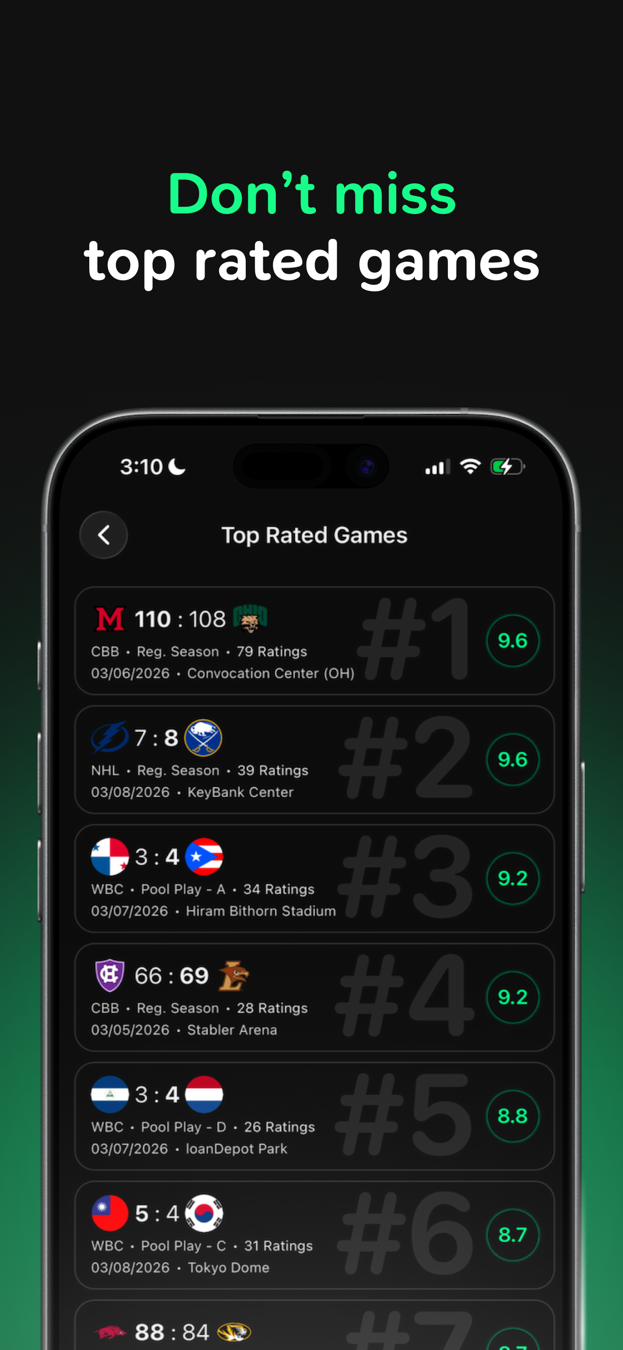 RateGame - Sports