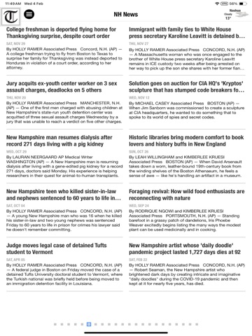 The Nashua Telegraph iPad screenshot