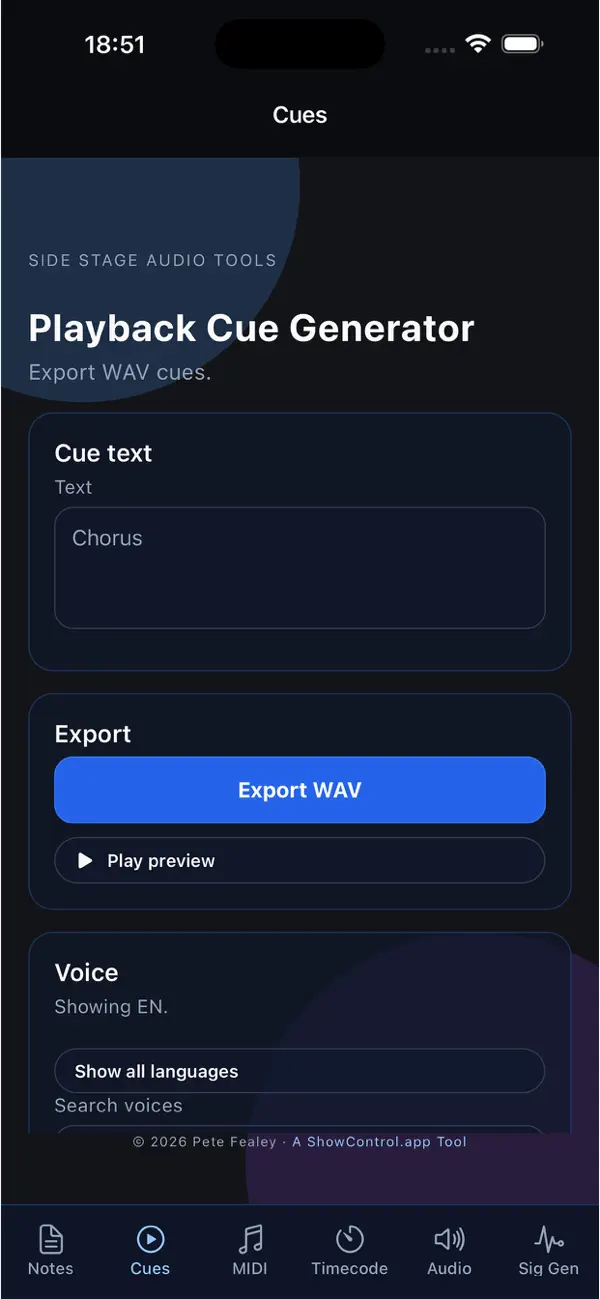 Screenshot #1 pour Side Stage Audio Tools