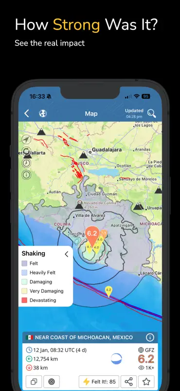 Séisme+ Alertes, carte et info screenshot 2 of 10