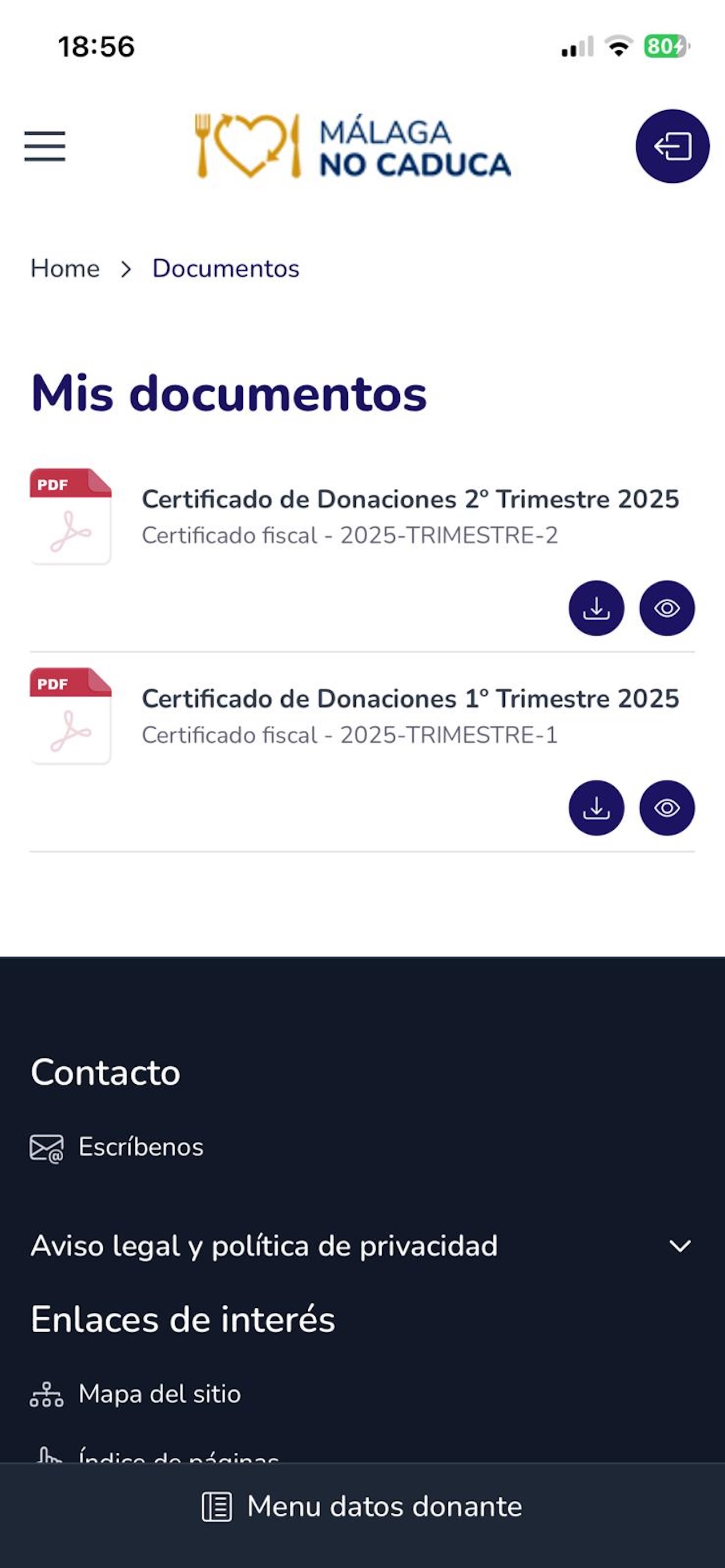 Málaga No Caduca - Donantes screenshot 6
