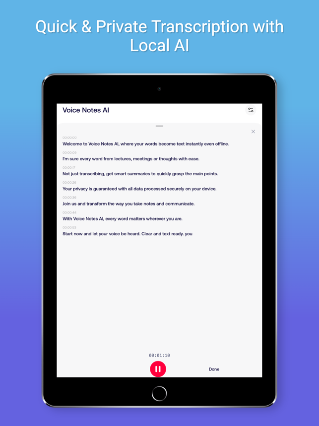 Captură de ecran Voice Notes AI Live Transcribe