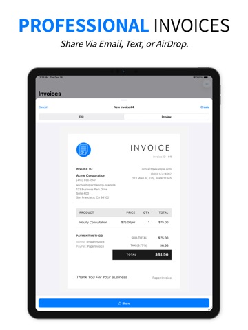 Offline Invoice: Paper Invoice iPad screenshot