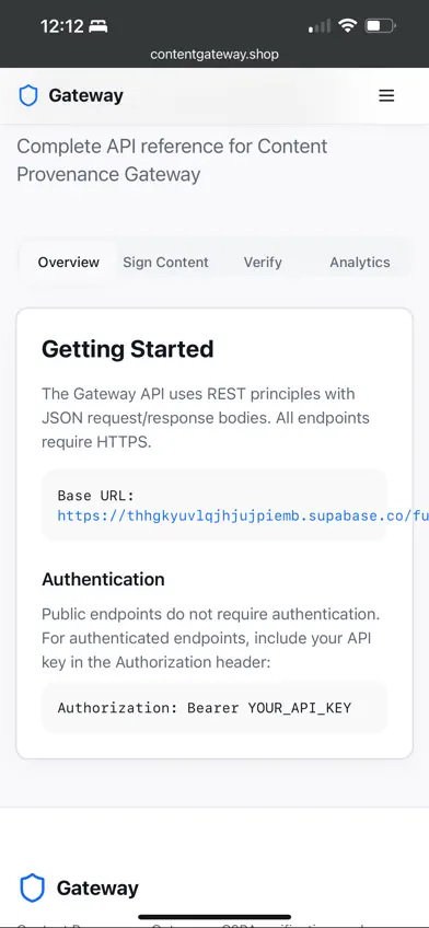 C2PA Content Gateway screenshot 2