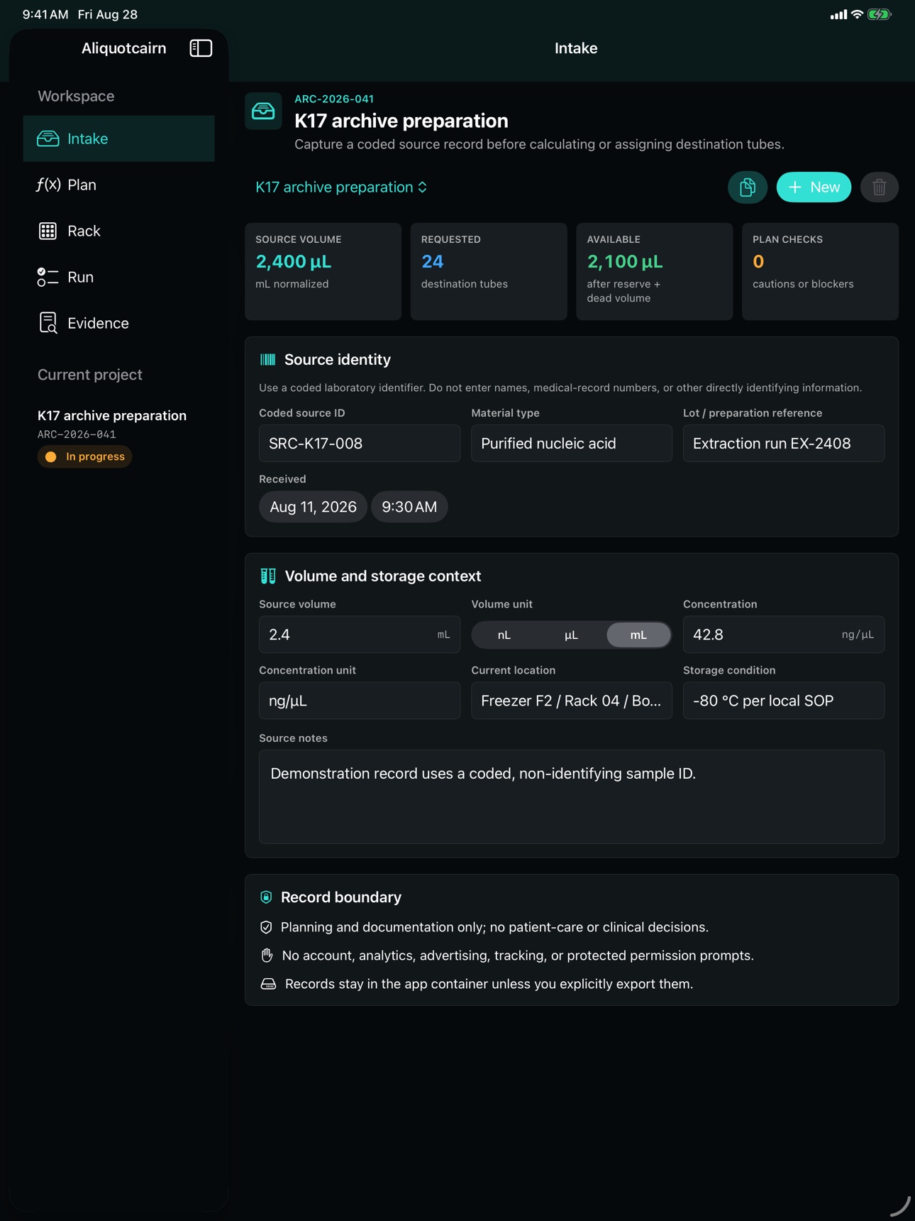 Screenshot 7 of Aliquotcairn: Tube Planner